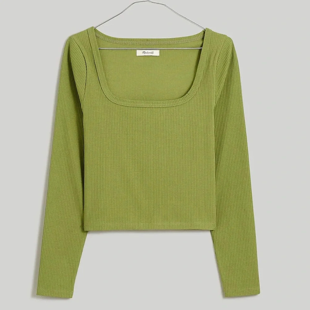 Madewell Square-Neck Long-Sleeve Crop Top Shirt Size XXS